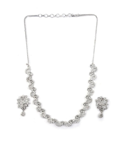 Silver Plated AD Bela Necklace Set