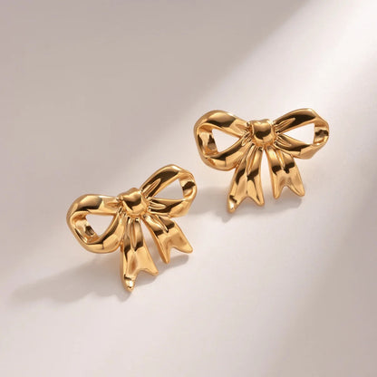 Chunky Bow Earrings - 18K Gold Plated