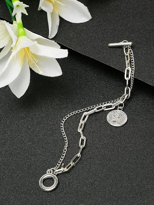 Stylish Charm Sterling Silver Bracelet - Set Of 1 Destiny Jewels