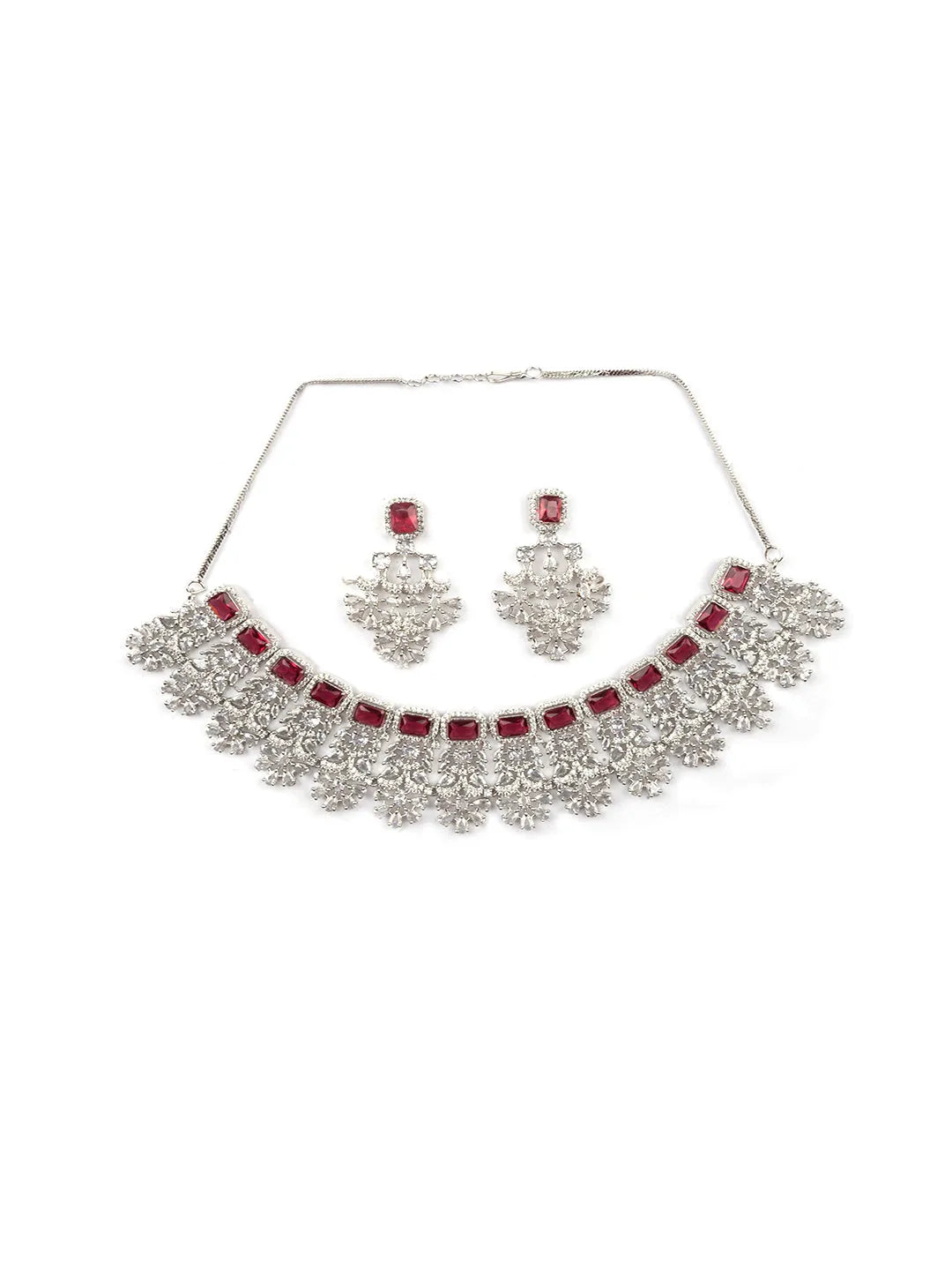 Classic Red CZ Necklace Set