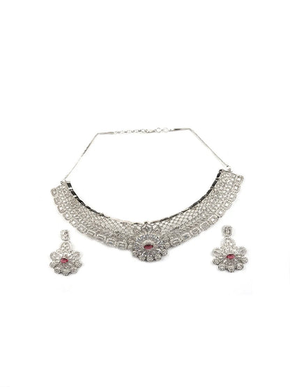 Glamorous Red Designer AD Necklace Set