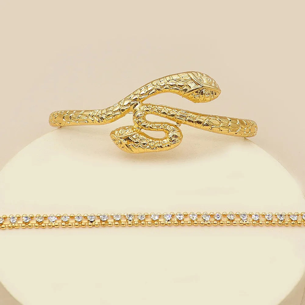 Snake Decor With Stone Gold Plated Bracelet - Set Of 2 Destiny Jewels