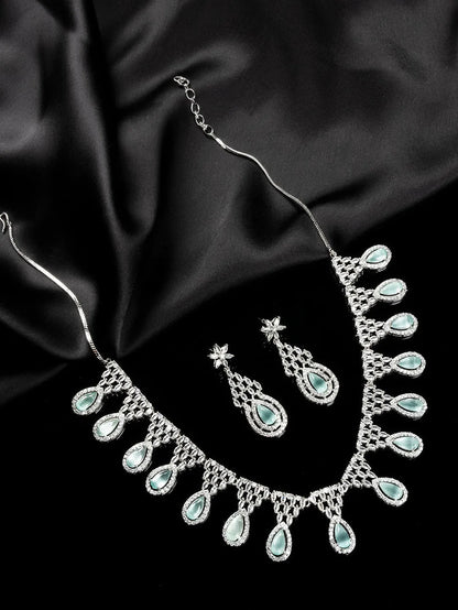 AD CZ jewelry designer necklace set featuring exquisite craftsmanship and stunning design