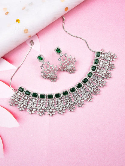 AD CZ jewelry designer necklace set featuring exquisite craftsmanship and stunning design