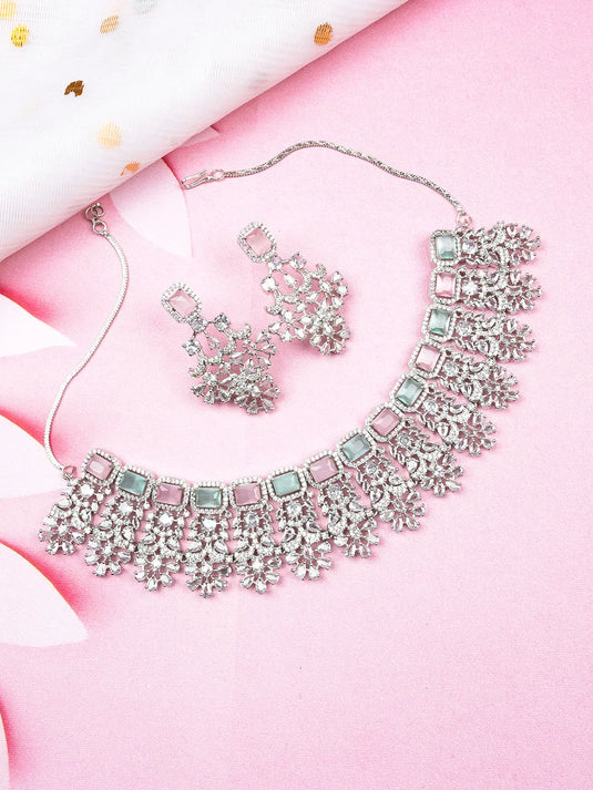 AD CZ jewelry designer necklace set featuring exquisite craftsmanship and stunning design