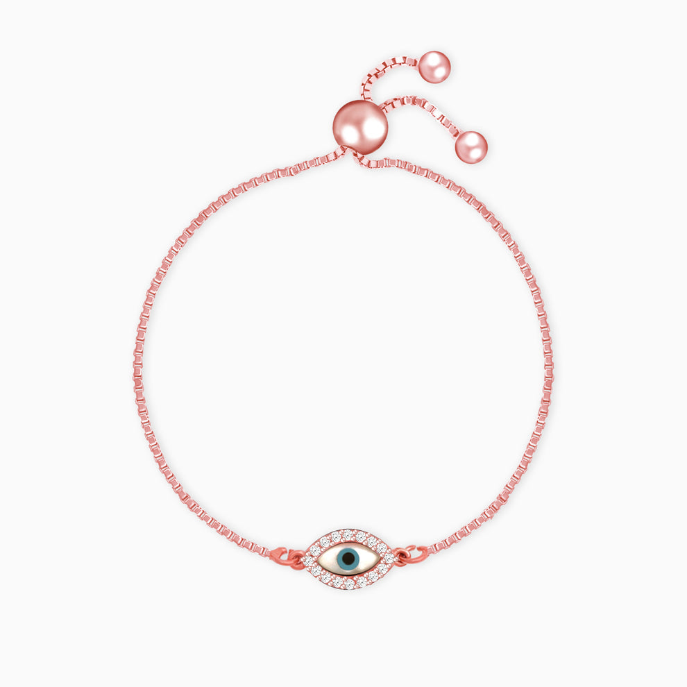 925 Sterling Silver Rose Gold Evil Eye Bracelet