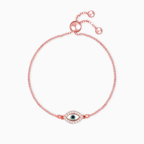 925 Sterling Silver Rose Gold Evil Eye Bracelet