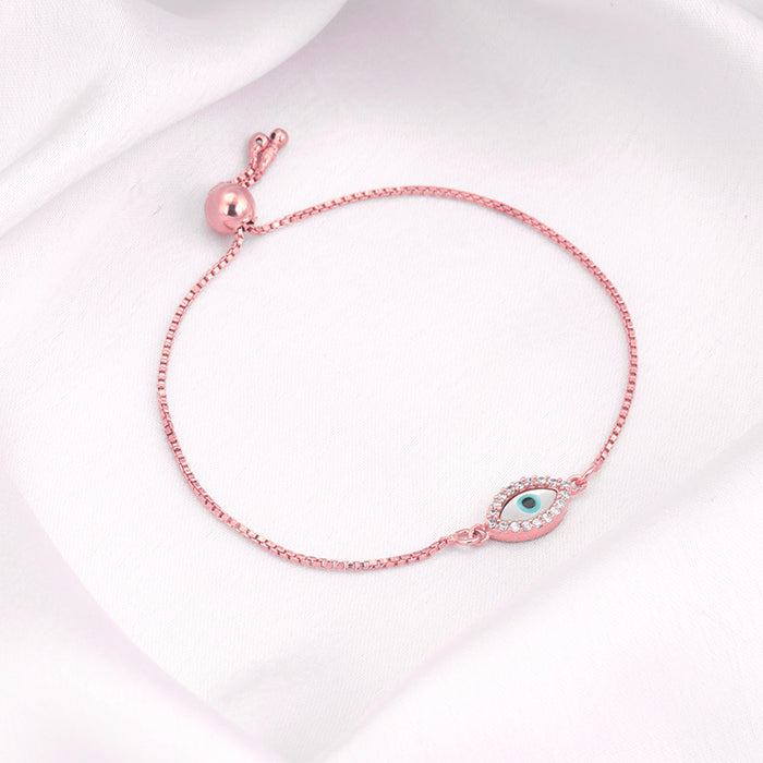 925 Sterling Silver Rose Gold Evil Eye Bracelet