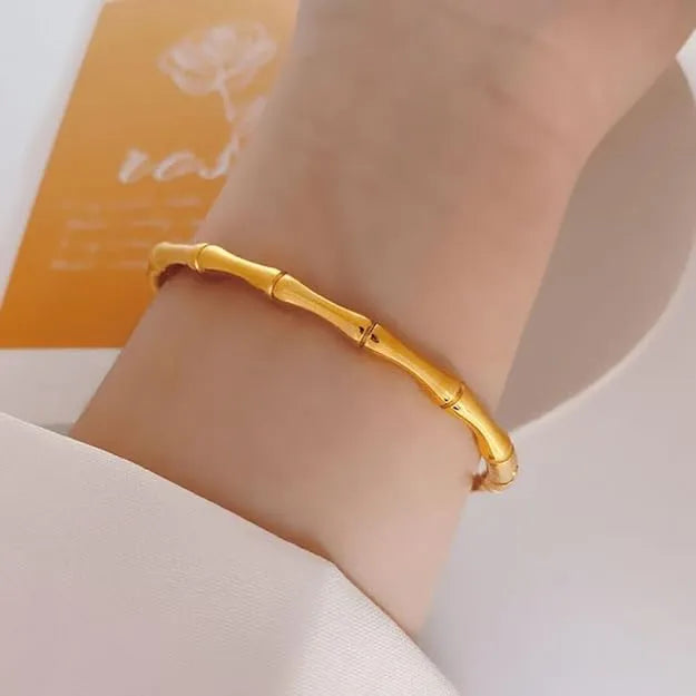 18K Gold Plated Bamboo Waterproof Bracelets Bangle Pearly Palace