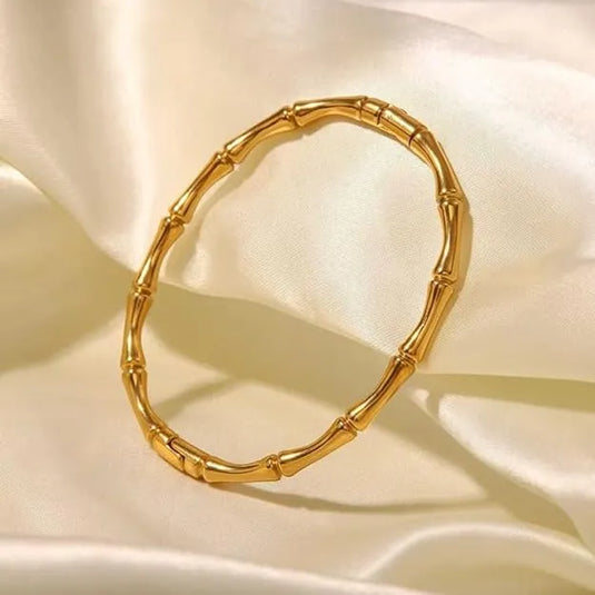 18K Gold Plated Bamboo Waterproof Bracelets Bangle Pearly Palace