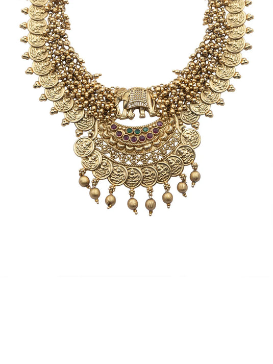 Unique Gold Plated Gajanan Gold Hydra Beads Necklace Set