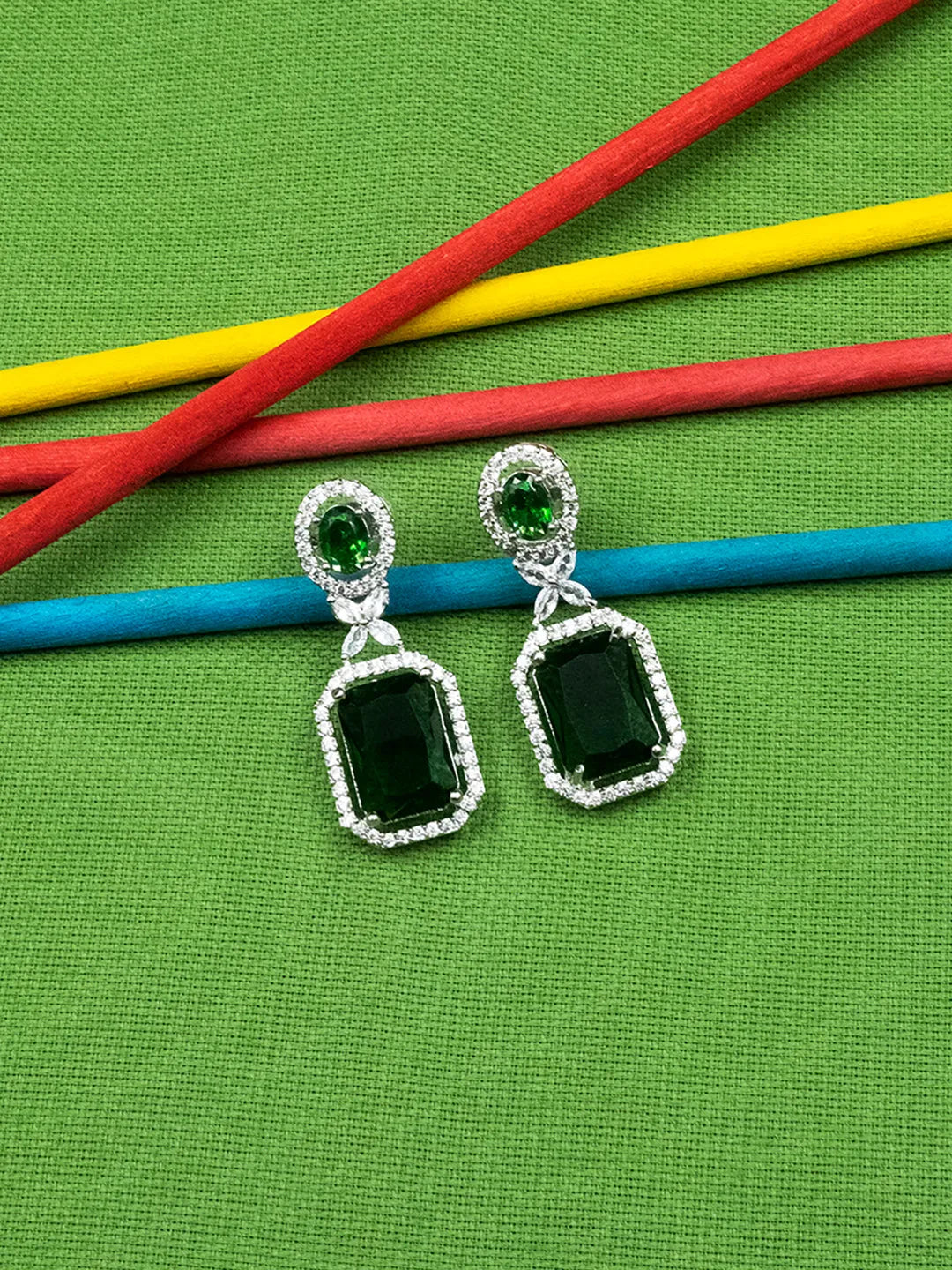 Elegant Designer Green CZ AD Party Earrings | Sparkle &amp; Style