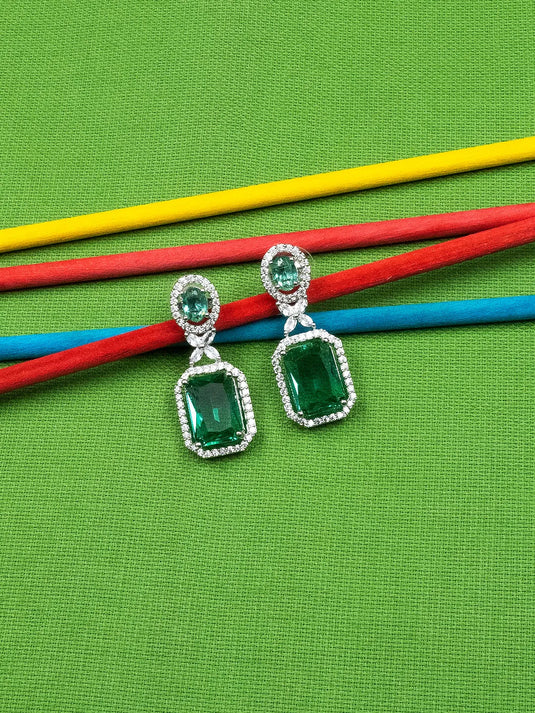 Elegant Designer Crystal Green CZ AD Party Earrings | Sparkle &amp; Style