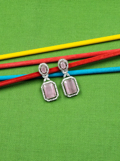 Elegant Designer Pastel Pink CZ AD Party Earrings | Sparkle &amp; Style