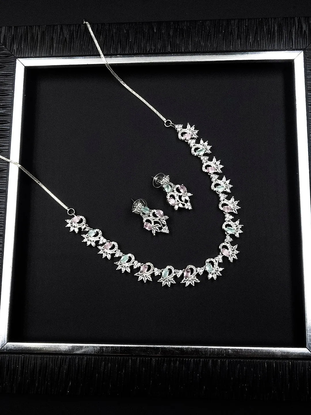 AD CZ jewelry designer necklace set featuring exquisite craftsmanship and stunning design