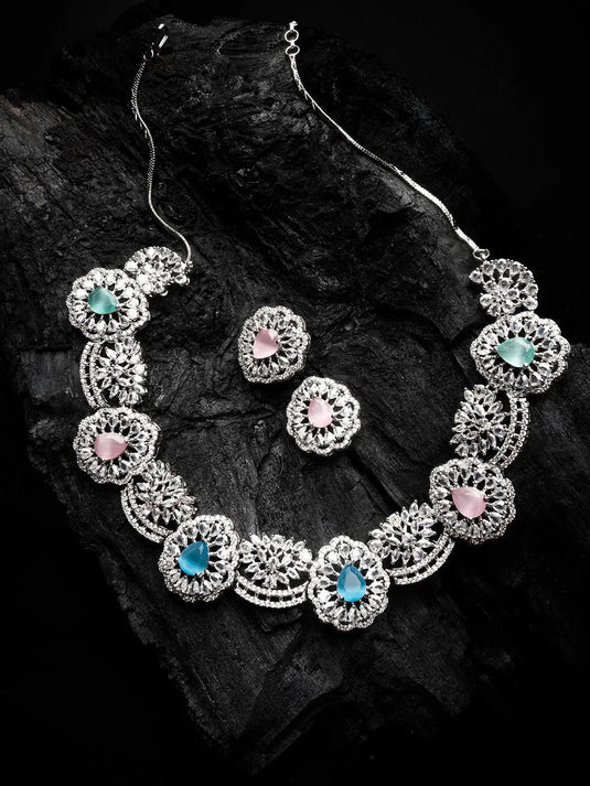 AD CZ jewelry designer necklace set featuring exquisite craftsmanship and stunning design