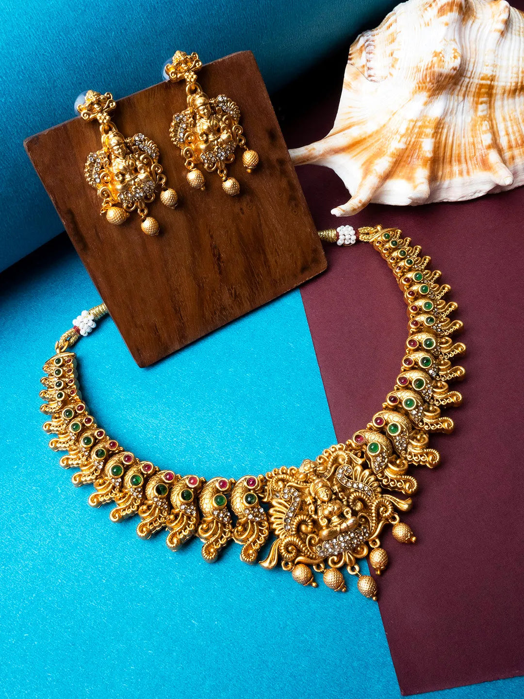 Gorgeous AD Stone Laxmi Necklace Set