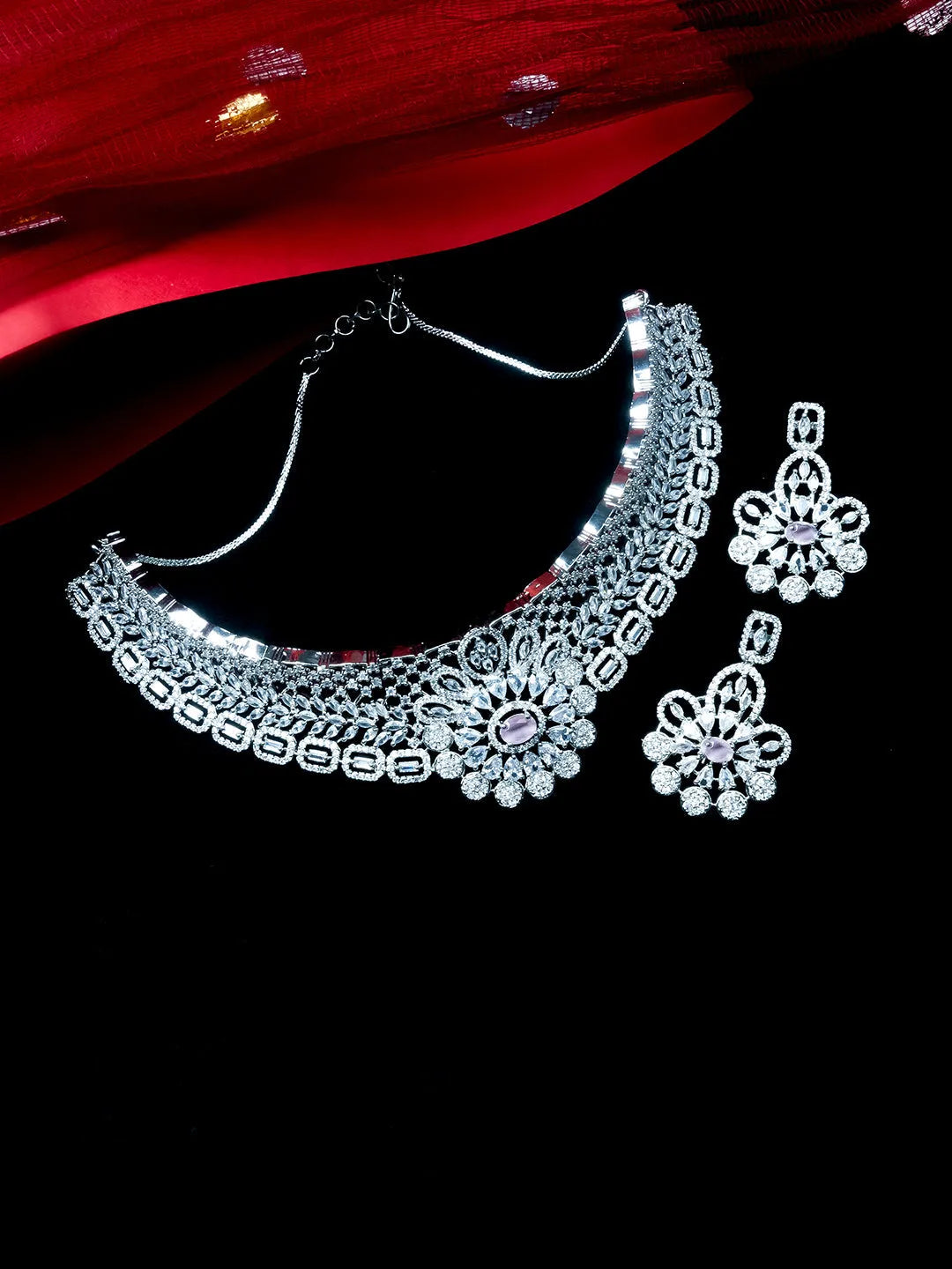 AD CZ jewelry designer necklace set featuring exquisite craftsmanship and stunning design