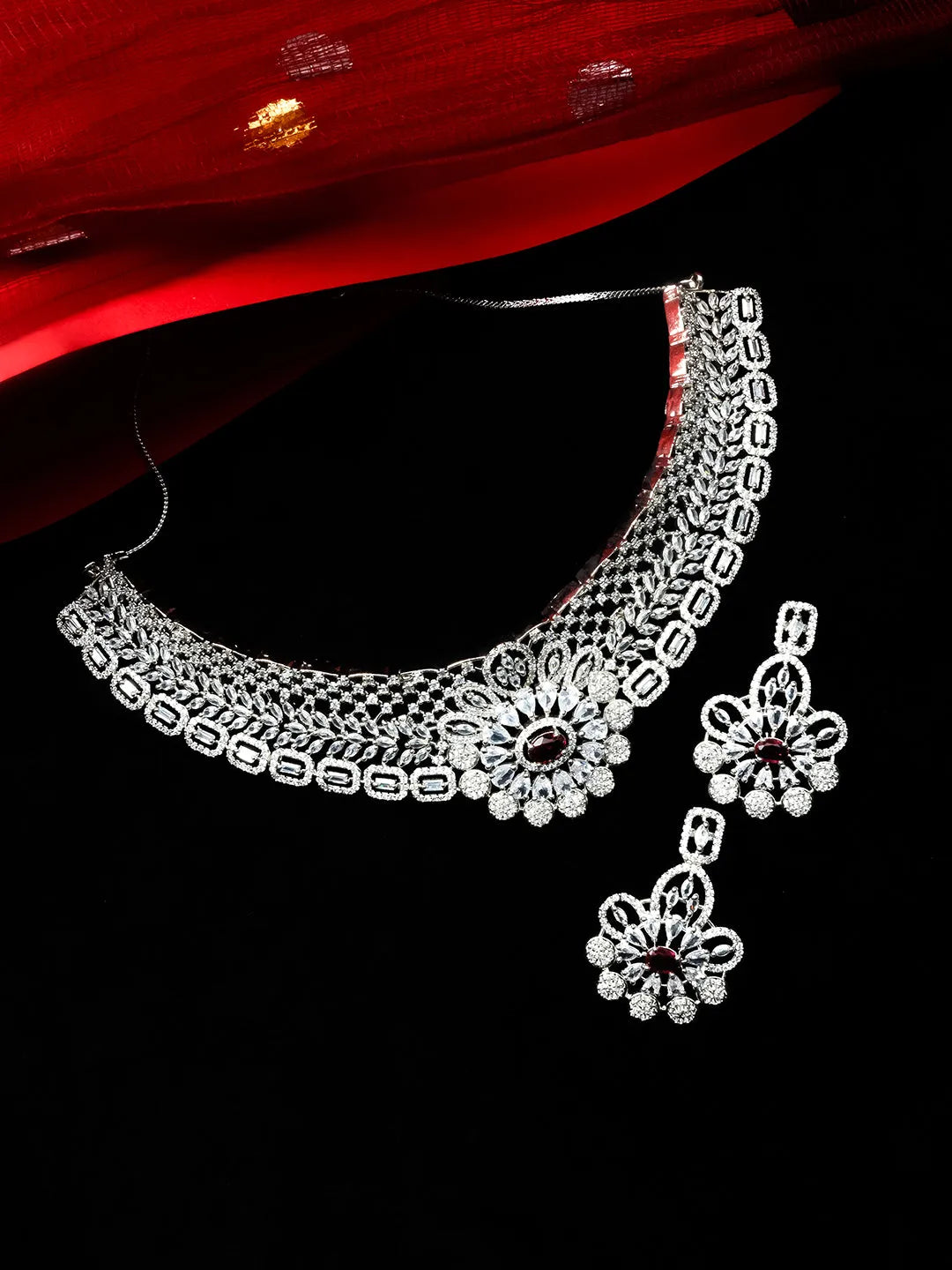 AD CZ jewelry designer necklace set featuring exquisite craftsmanship and stunning design