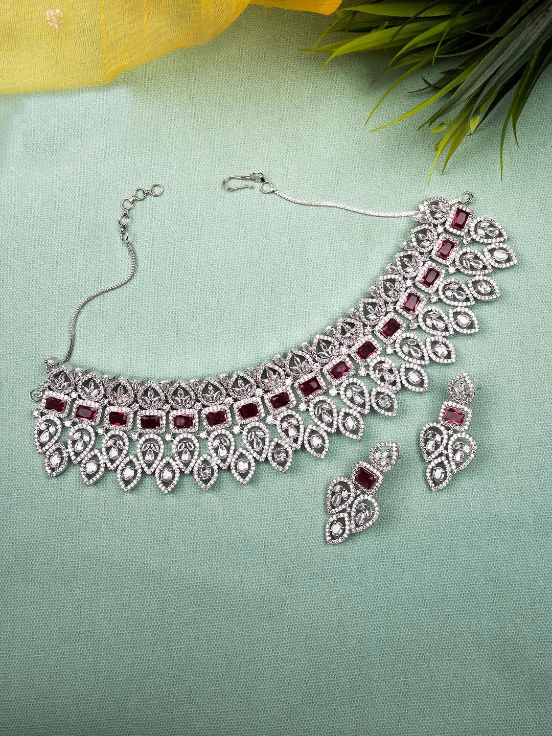 AD CZ jewelry designer necklace set featuring exquisite craftsmanship and stunning design