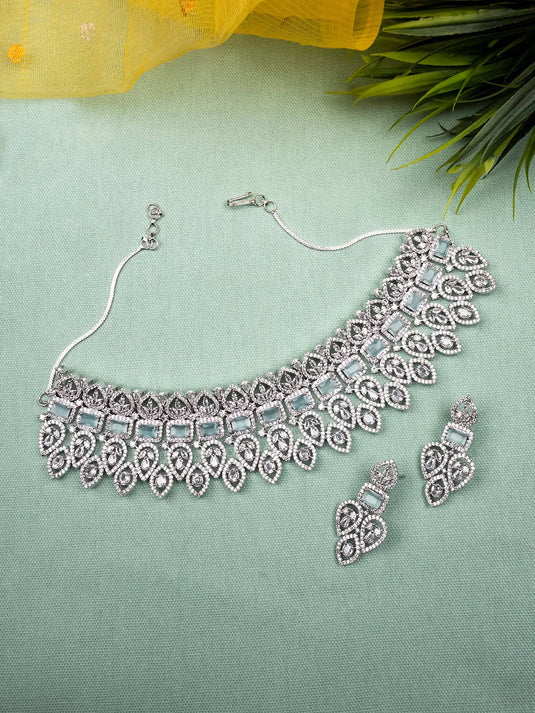 AD CZ jewelry designer necklace set featuring exquisite craftsmanship and stunning design