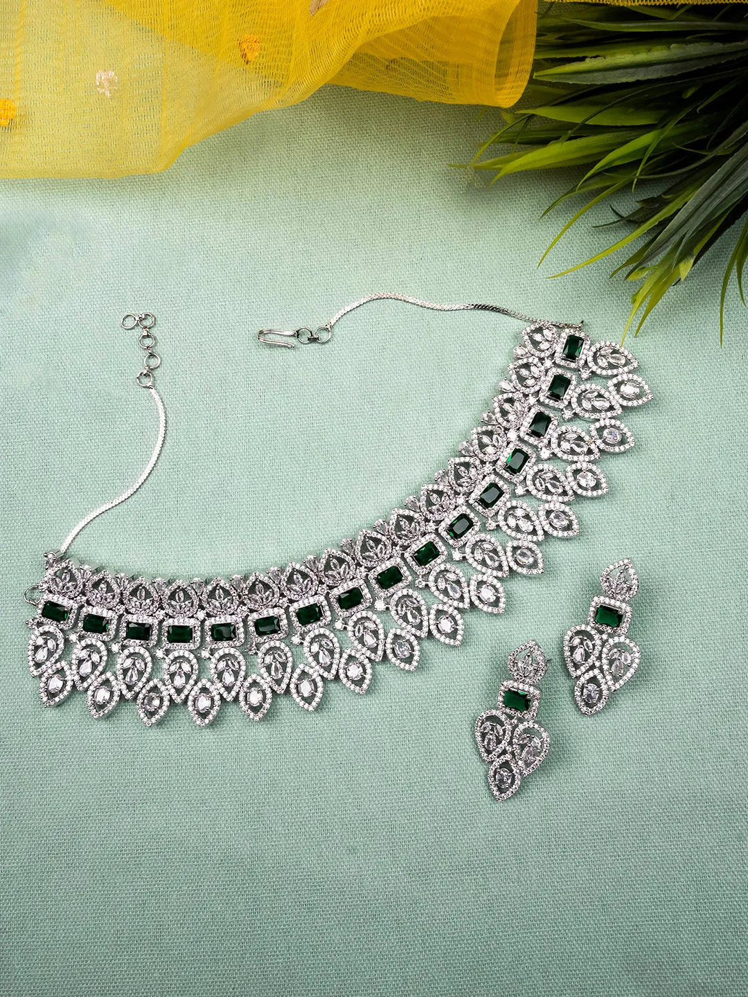 AD CZ jewelry designer necklace set featuring exquisite craftsmanship and stunning design