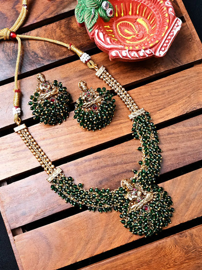 Gold Plated Green Hydra Necklace Set