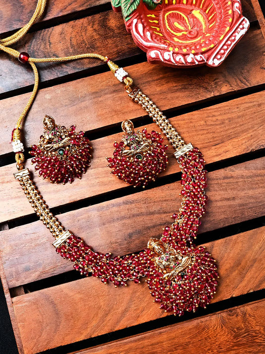 Gold Plated Red Hydra Necklace Set