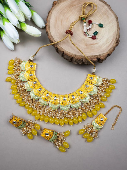 Versatile Kundan Meenakari Droplet Necklace Set