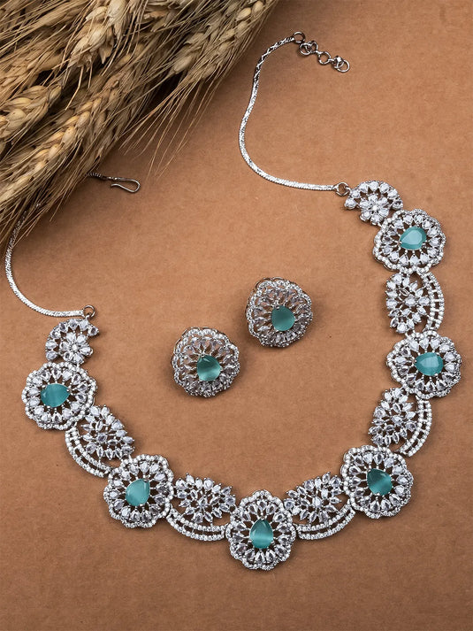 AD CZ jewelry designer necklace set featuring exquisite craftsmanship and stunning design