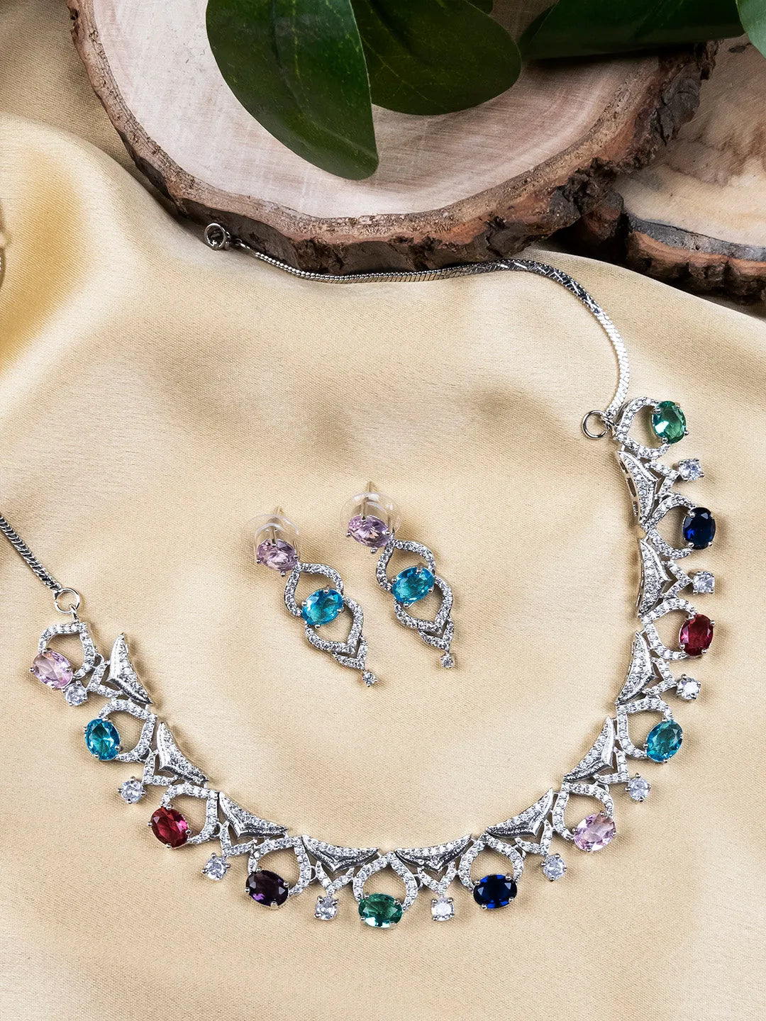 AD CZ jewelry designer necklace set featuring exquisite craftsmanship and stunning design