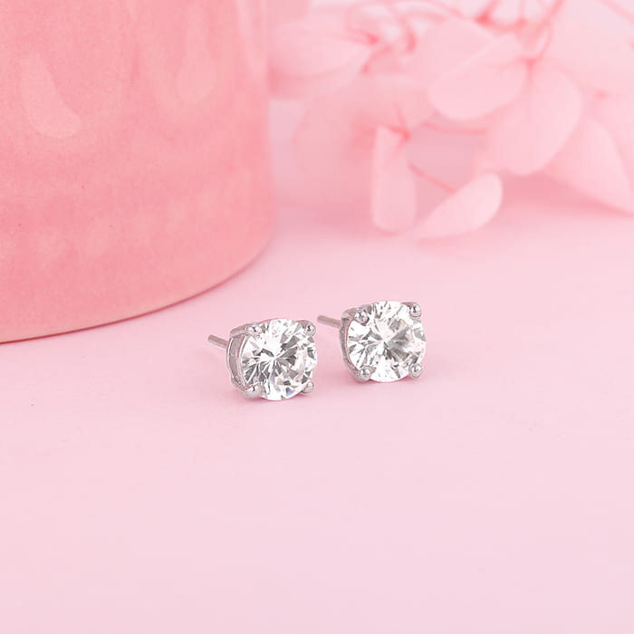925 Sterling Silver Zircon Stud Earrings