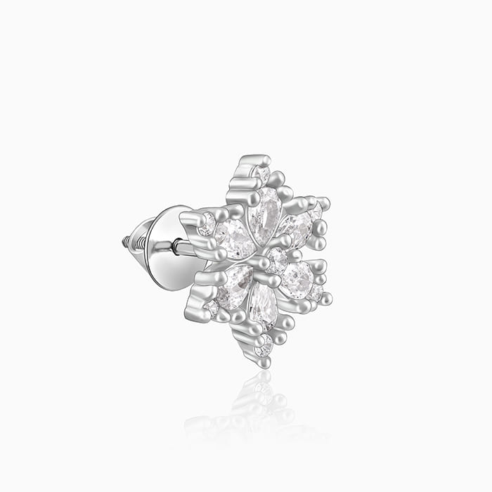 925 Sterling Silver Flowery Snowflake Studs