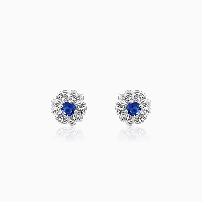 Sterling Silver Royal Blue Bloom Studs