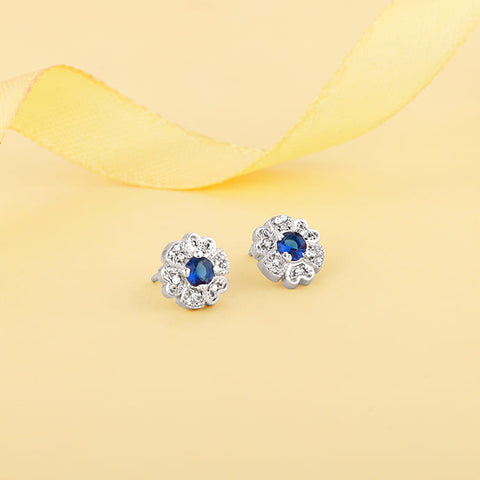 Sterling Silver Royal Blue Bloom Studs