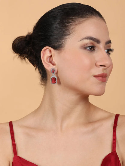 Elegant Designer Red CZ AD Party Earrings | Sparkle &amp; Style