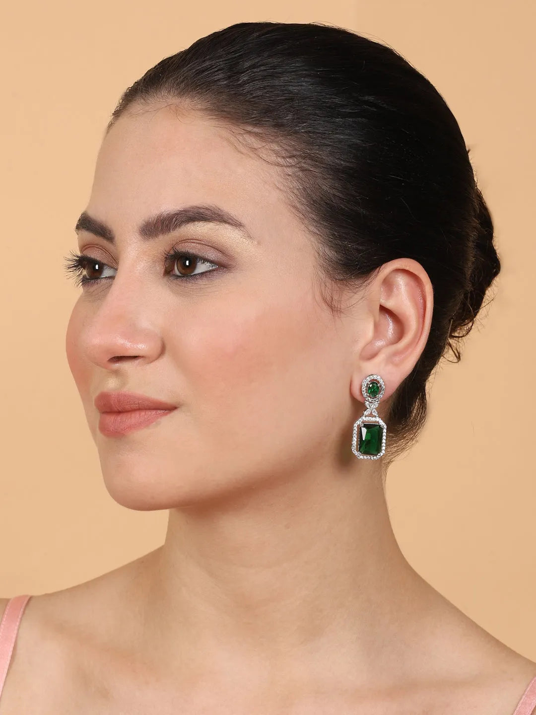 Elegant Designer Green CZ AD Party Earrings | Sparkle &amp; Style