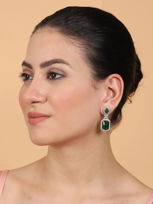 Elegant Designer Green CZ AD Party Earrings | Sparkle &amp; Style