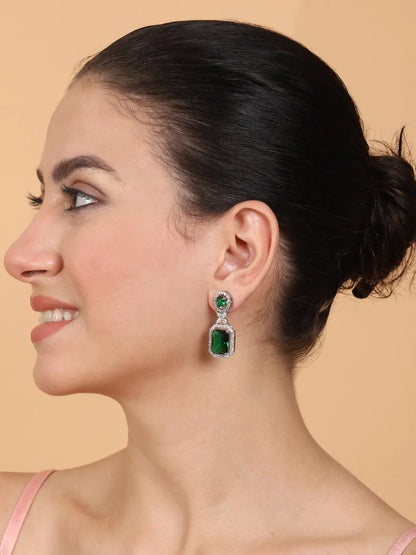 Elegant Designer Green CZ AD Party Earrings | Sparkle &amp; Style