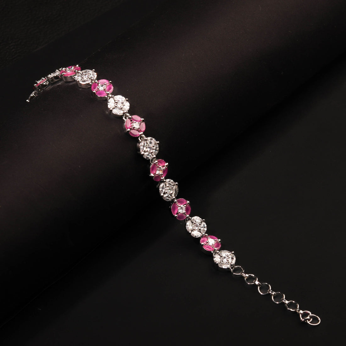 Pink Colour Flower Style Bracelet - Adjustable for all size