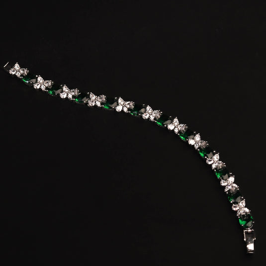 Green  Colour With White Colour Flower  Style Bracelet - Adjustable for all size