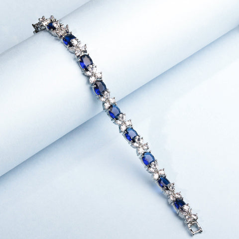 Royal Blue With White Colour Flower  Style Bracelet - Adjustable for all size