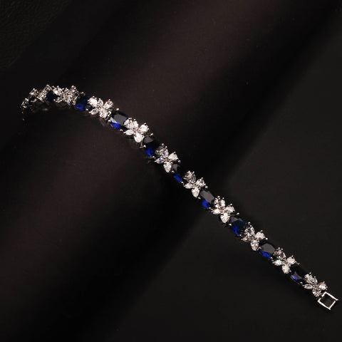 Royal Blue With White Colour Flower  Style Bracelet - Adjustable for all size