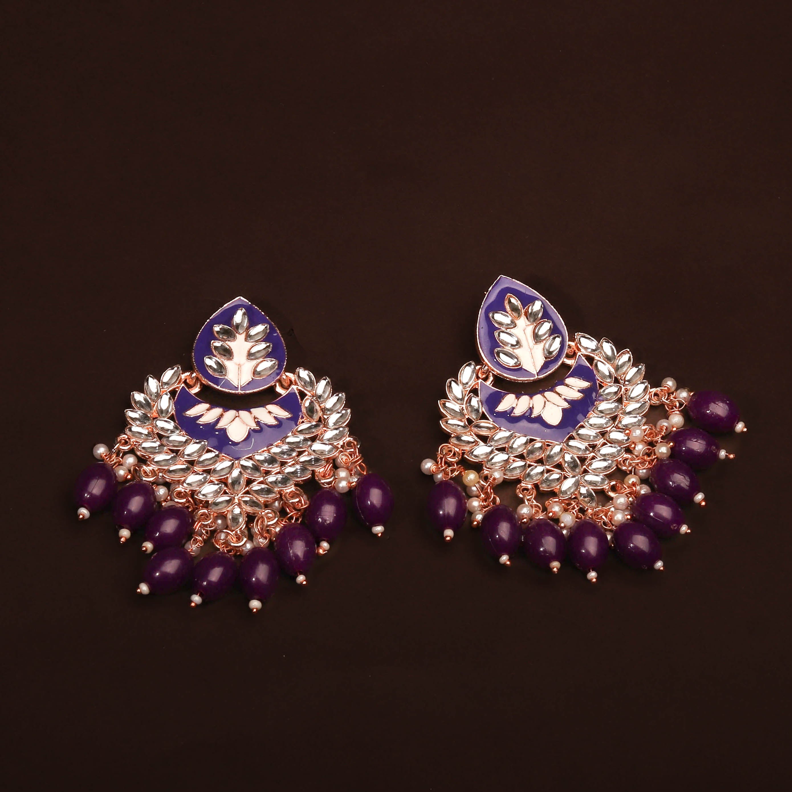 Ravishing Blue Meenakari and Kundan Earring For Women