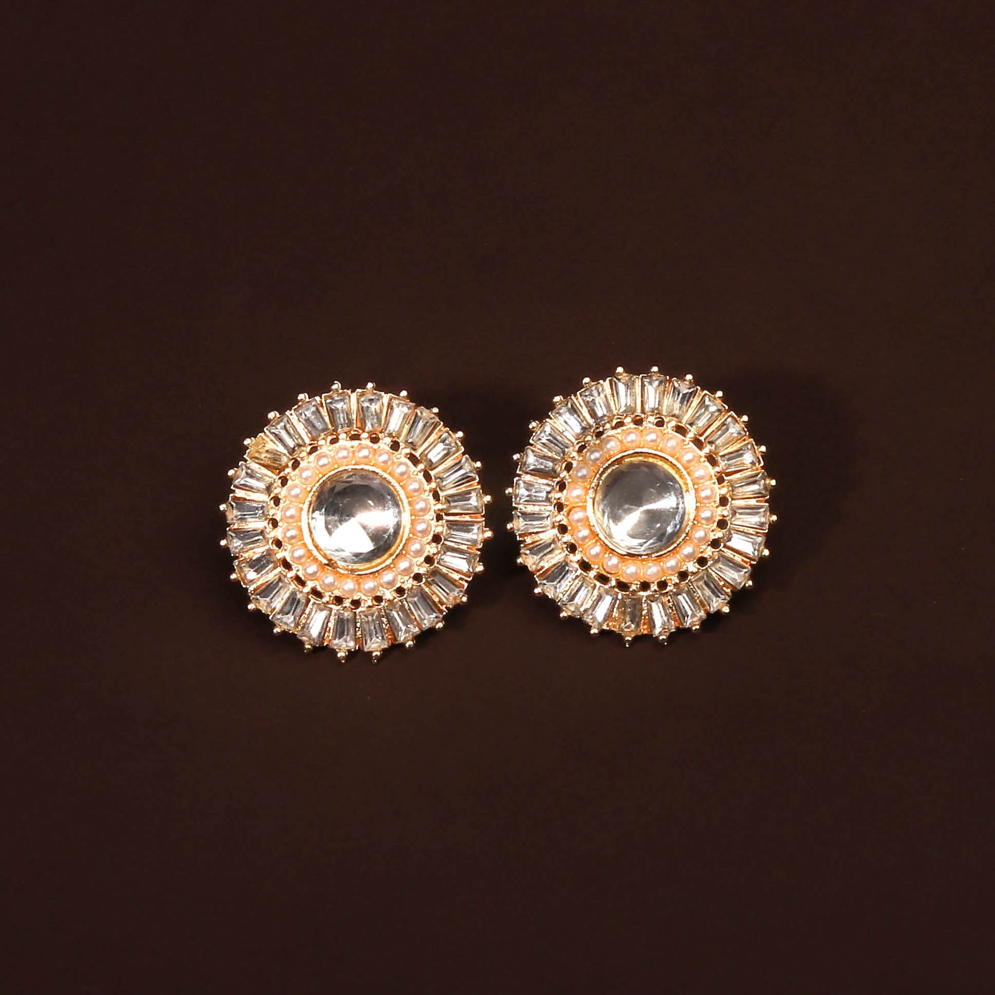 Glamorous White Studded Kundan Earring For Women