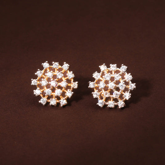 Casual White American Diamond Bloom Earring For Women