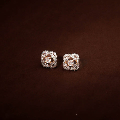 Minimalist White Cubic Zirconia Studs For Women