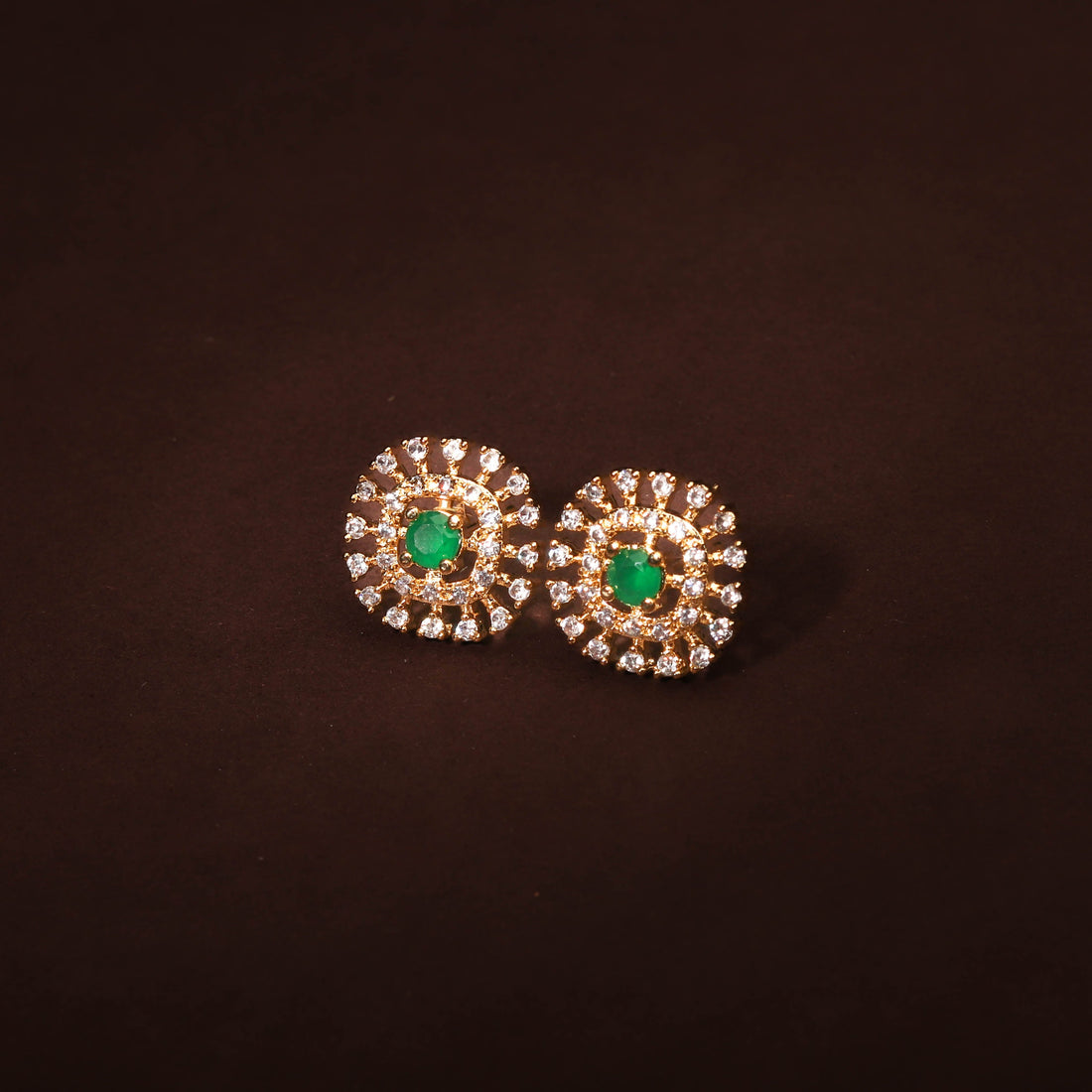 Charming Emerald Green and White CZ Studded Earring For Women