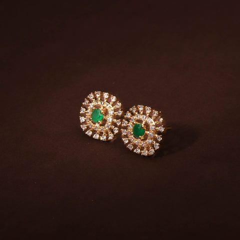 Charming Emerald Green and White CZ Studded Earring For Women