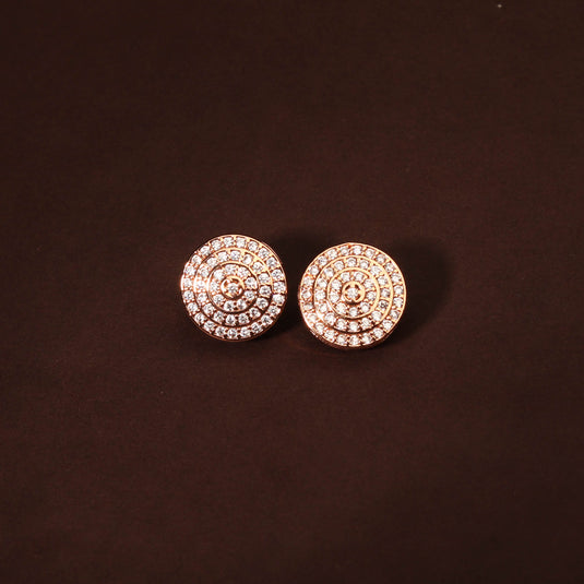 Elegant Gold Polish Round CZ Studded Earring For Women